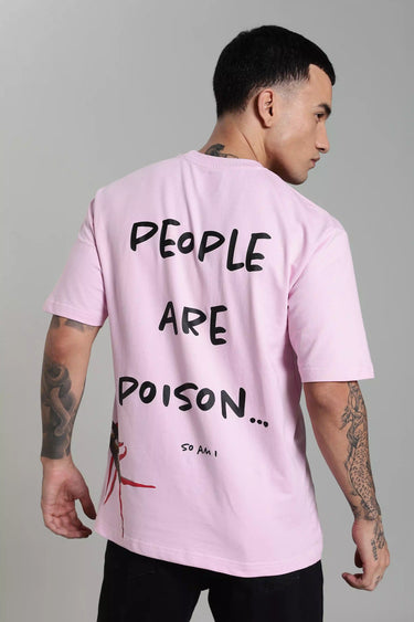 A man wearing a pink P.A.P. unisex oversized t-shirt - backview