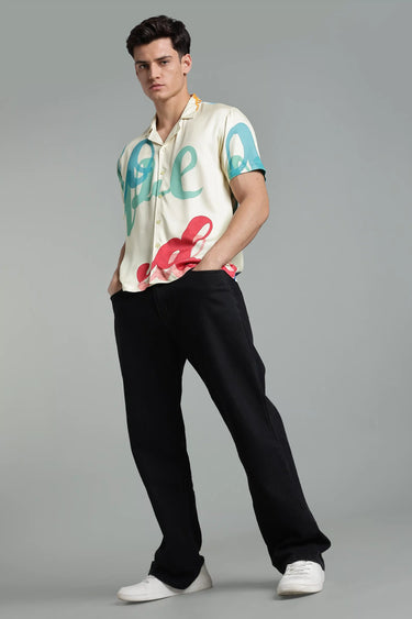 Side profile of a man wearing dope printed shirt