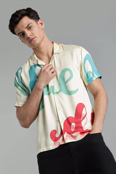 A man wearing dope printed shirt