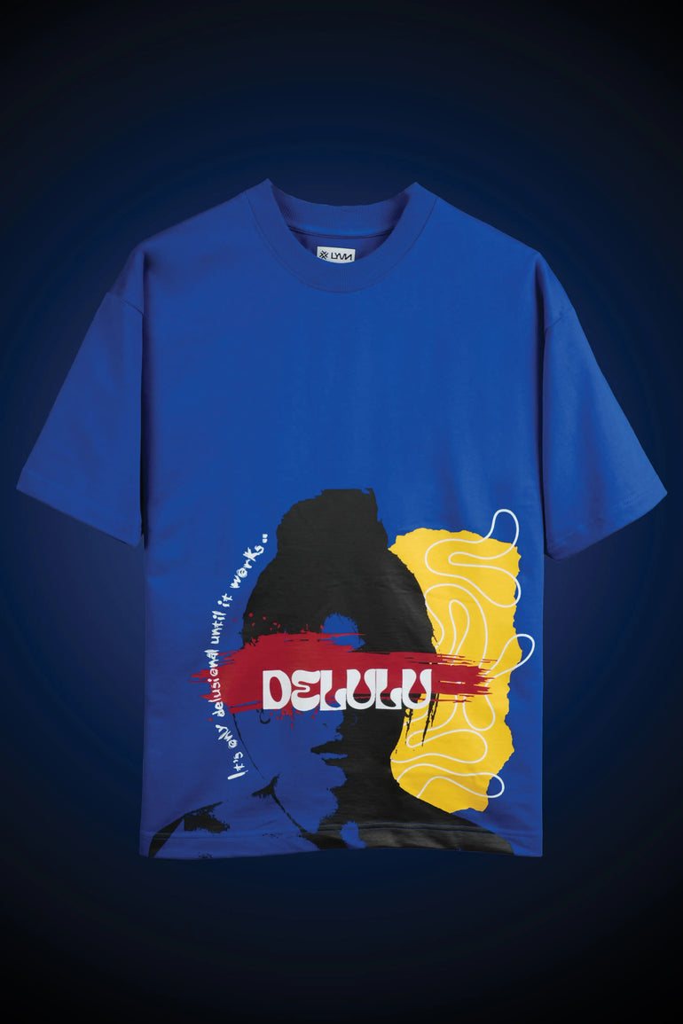 BLUE DELULU OVERSIZED T-SHIRT