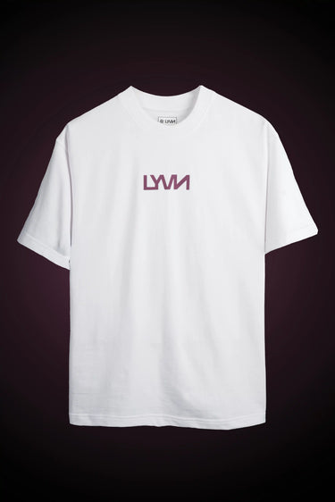White oversized unisex pheonix t-shirt with 'LYVN' logo - FRONTVIEW