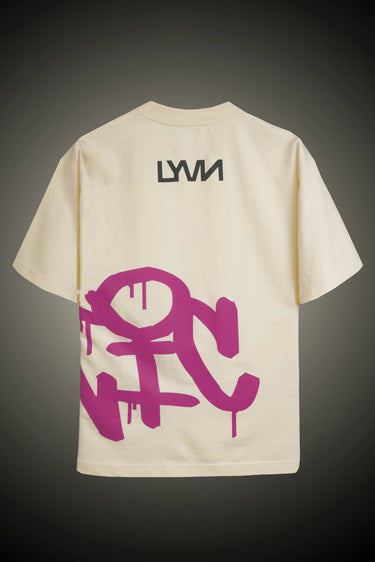Beige chaotic unisex oversized t-shirt