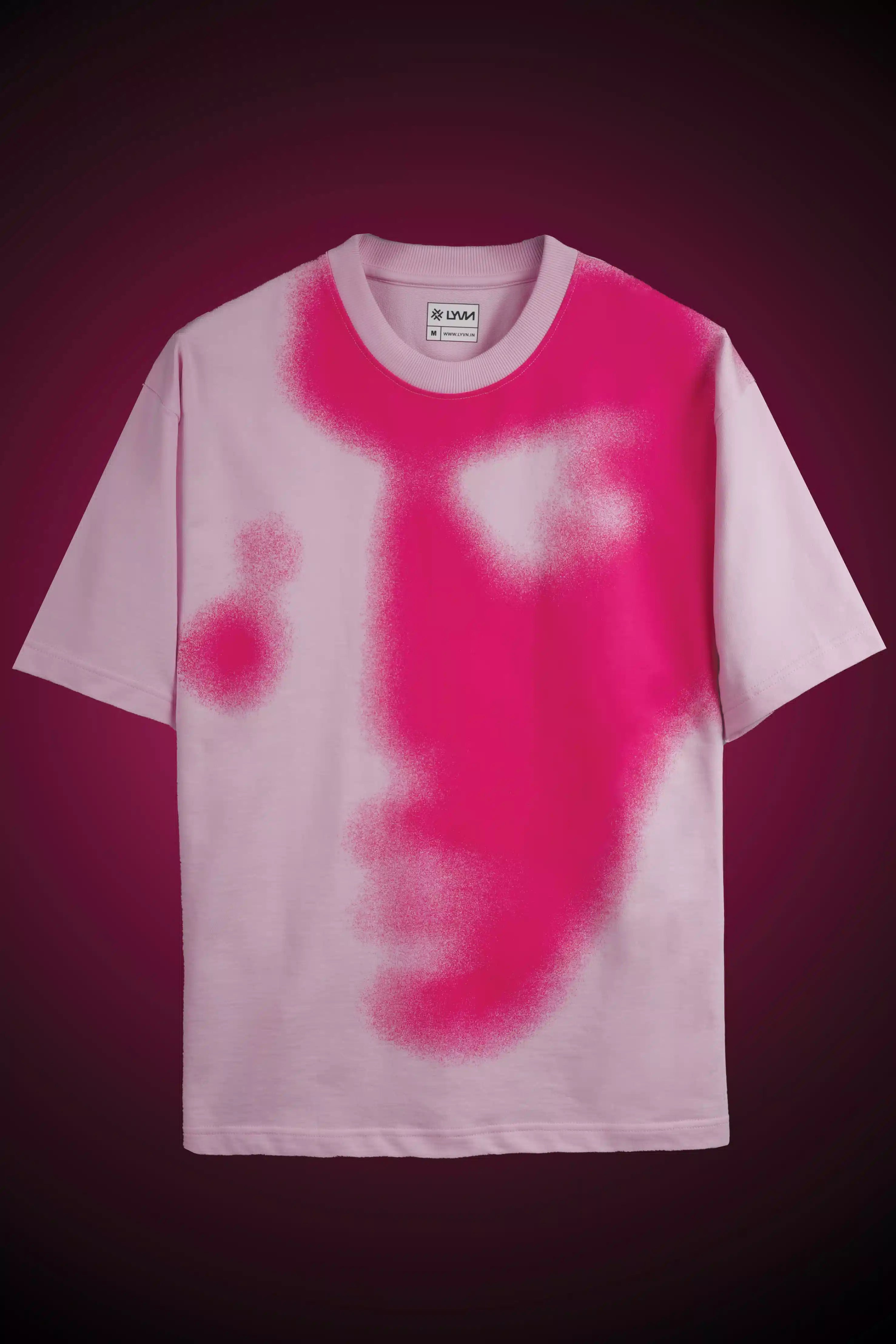 OVERSIZED PINK ABSTRACT FACE T-SHIRT