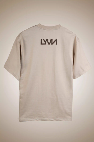 BEIGE ABSTRACT FACE T-SHIRT