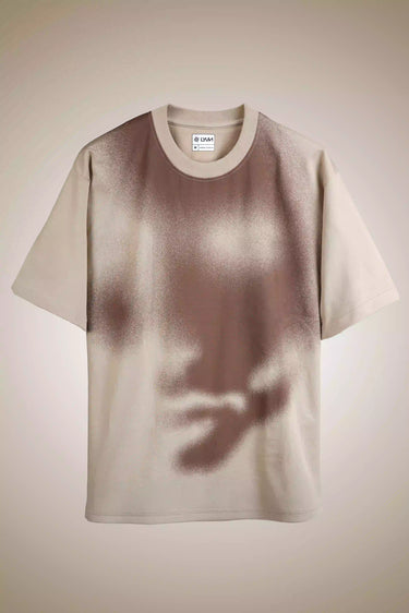 BEIGE ABSTRACT FACE UNISEX OVERSIZED T-SHIRT