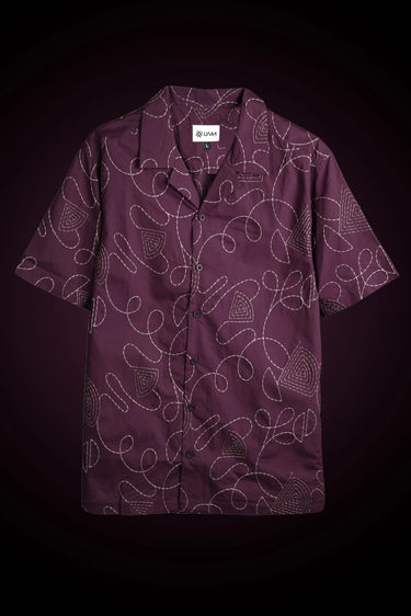 purple embroidery shirt