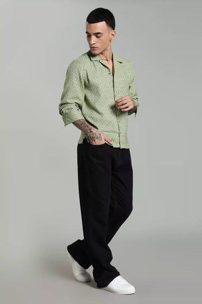COASTLINE MOJITO GREEN JACQUARD SLIM FIT SHIRT