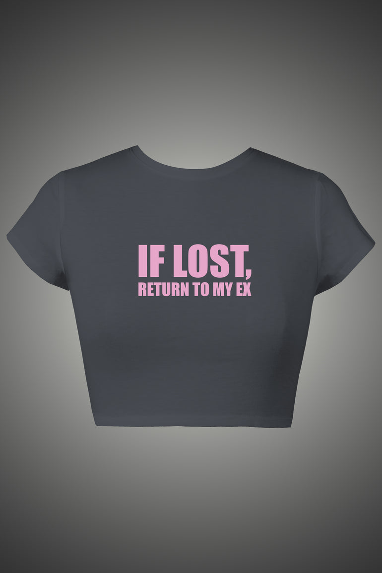 Grey 'Return to Ex' Graphic Crop Top