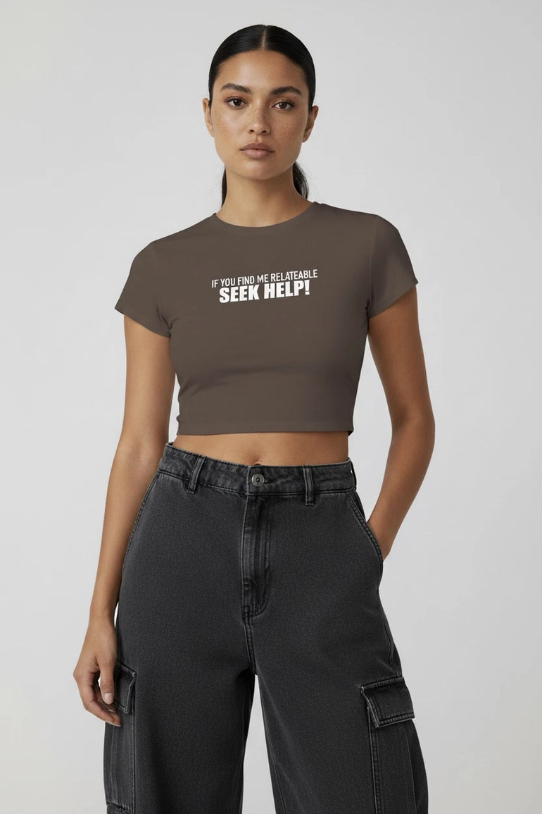 Seek Help Graphic Crop Top
