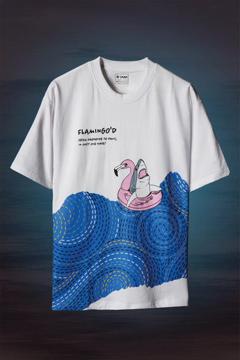 WHITE OVERSIZED SHARK T-SHIRT - FRONT VIEW
