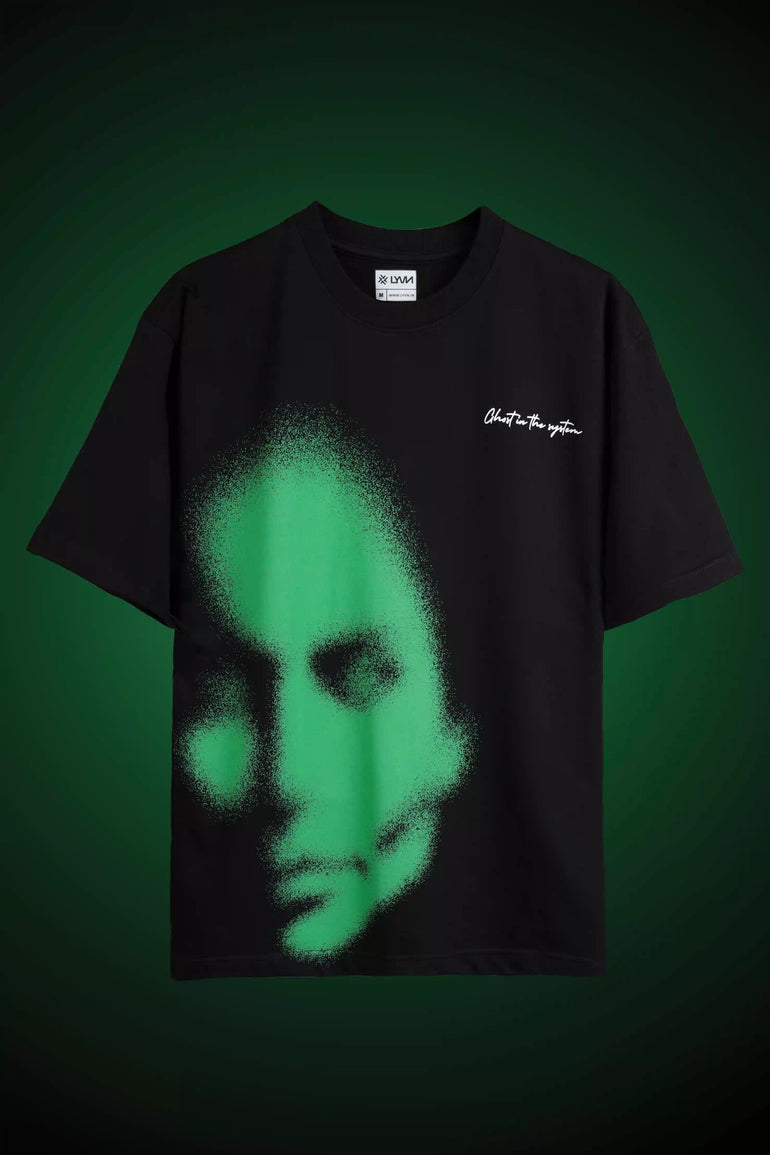GREEN ABSTRACT FACE T-SHIRT
