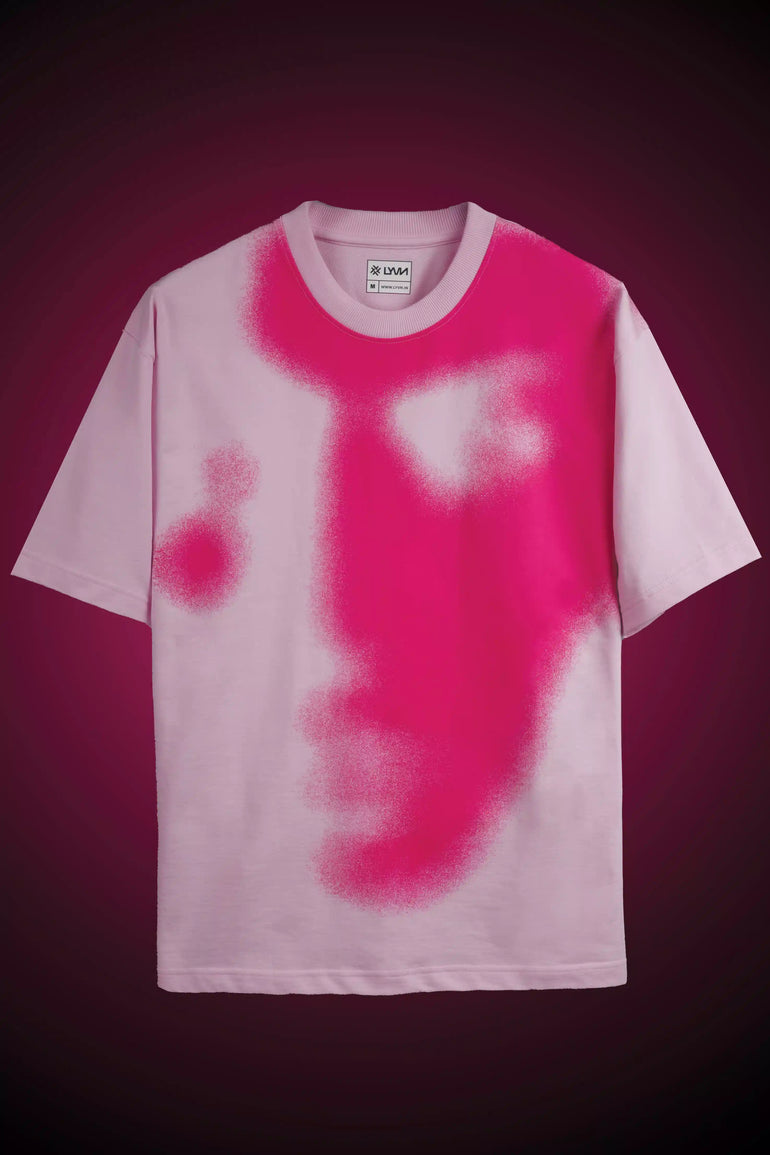 OVERSIZED PINK ABSTRACT FACE T-SHIRT