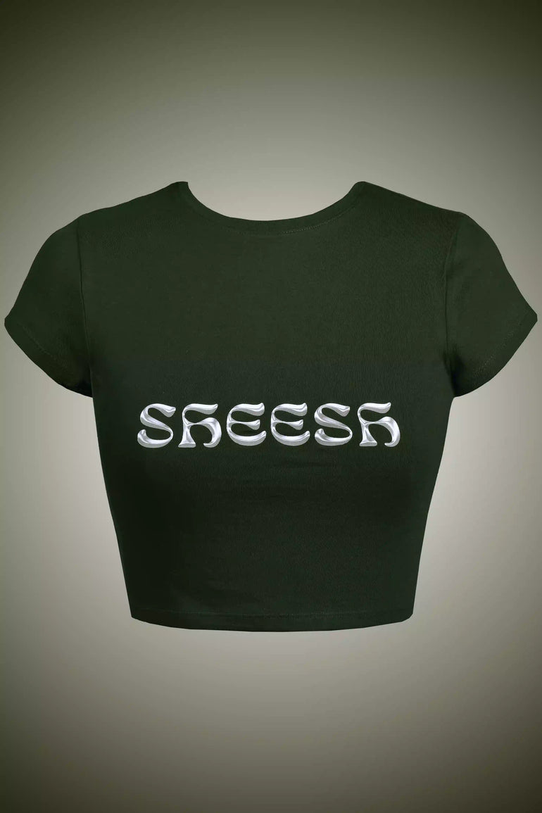Olive Green Sheesh Crop Top