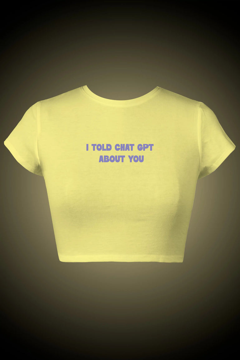 Yellow Chatgpt Graphic Crop Top
