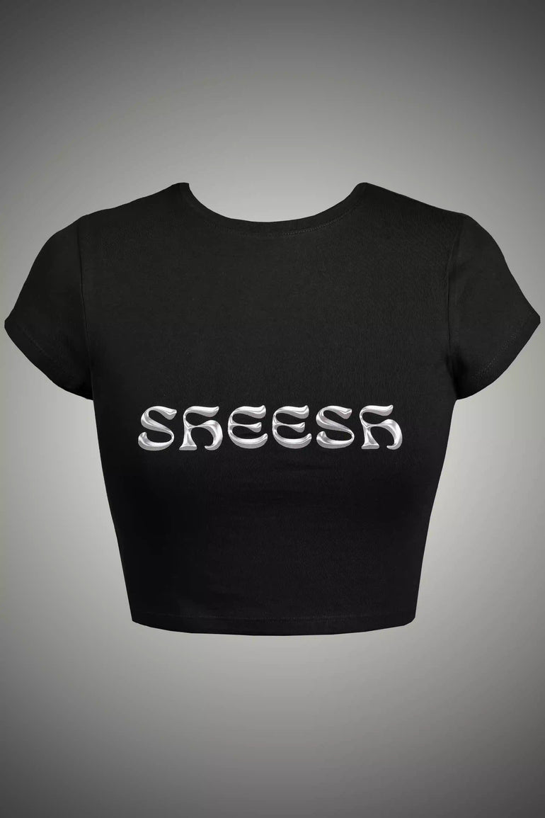 Black Sheesh Crop Top