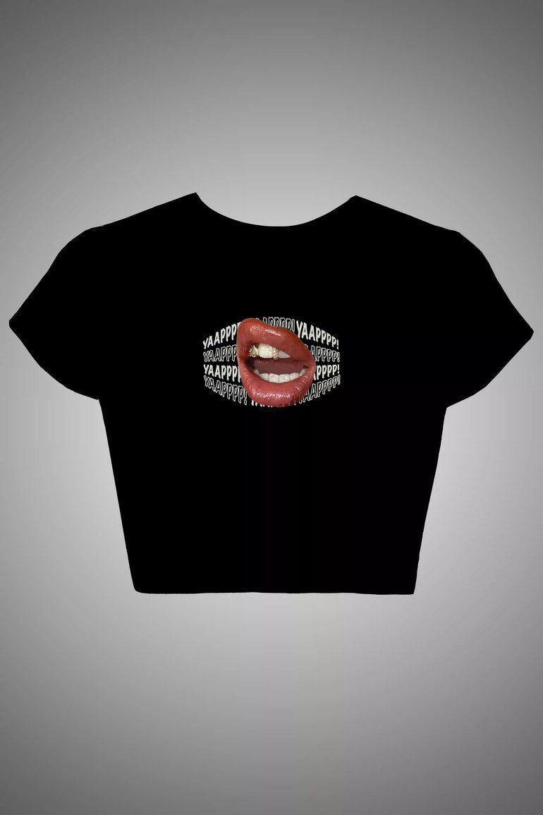Yap! Yap! Yap! Graphic Crop Top